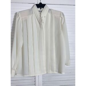 Vintage Chiffon Sheer Secretary Blouse 6P‎